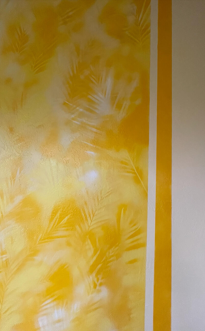 'Sunshine Areca' Indoor Eco-print Mural on Drywall